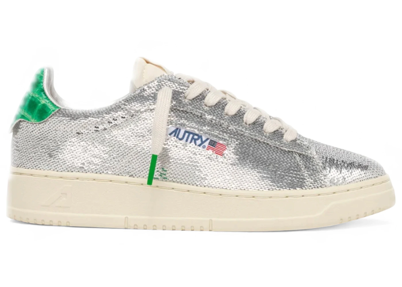Autry Dallas Low Sparkling Silver Green Sequins