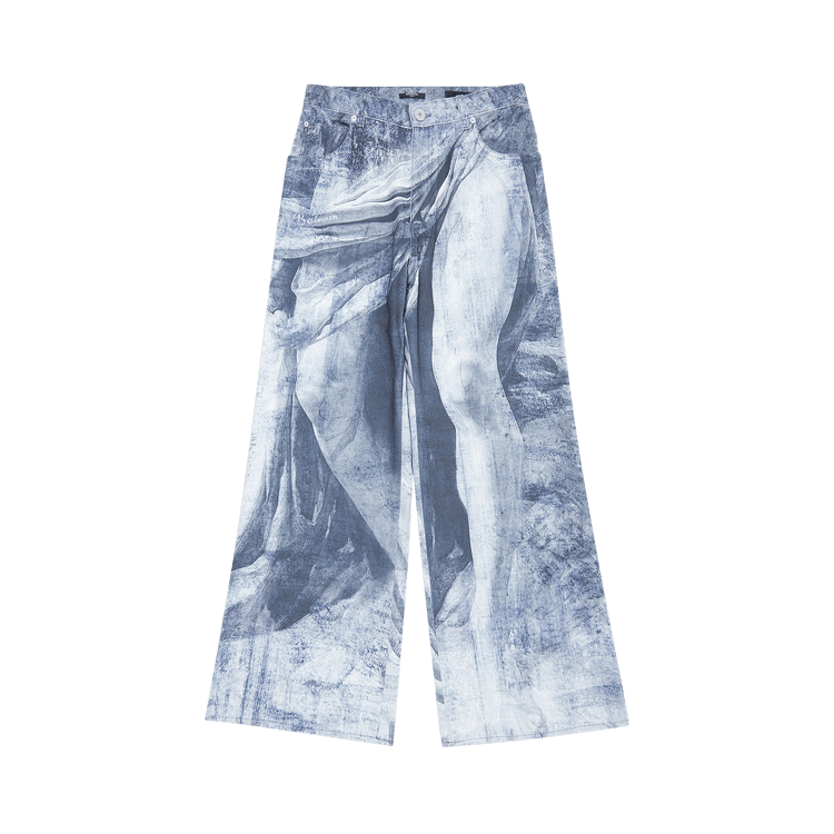 Balmain Statue Printed Loose Denim Pants 'Blue/Gris'