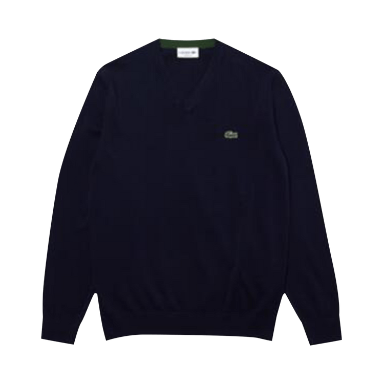 Lacoste Cotton V Neck Sweater 'Navy Blue'
