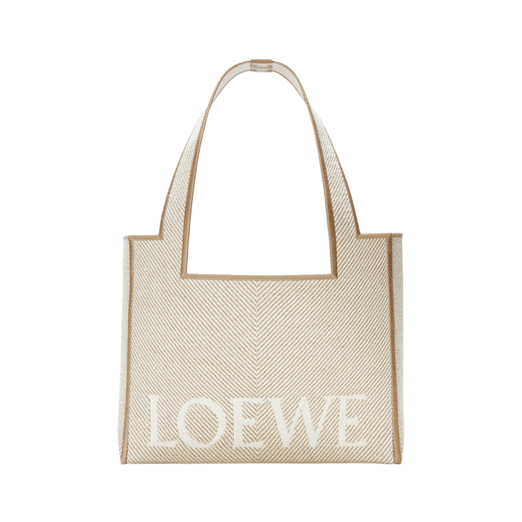 Loewe Font Large Canvas Tote Bag 'Ecru'