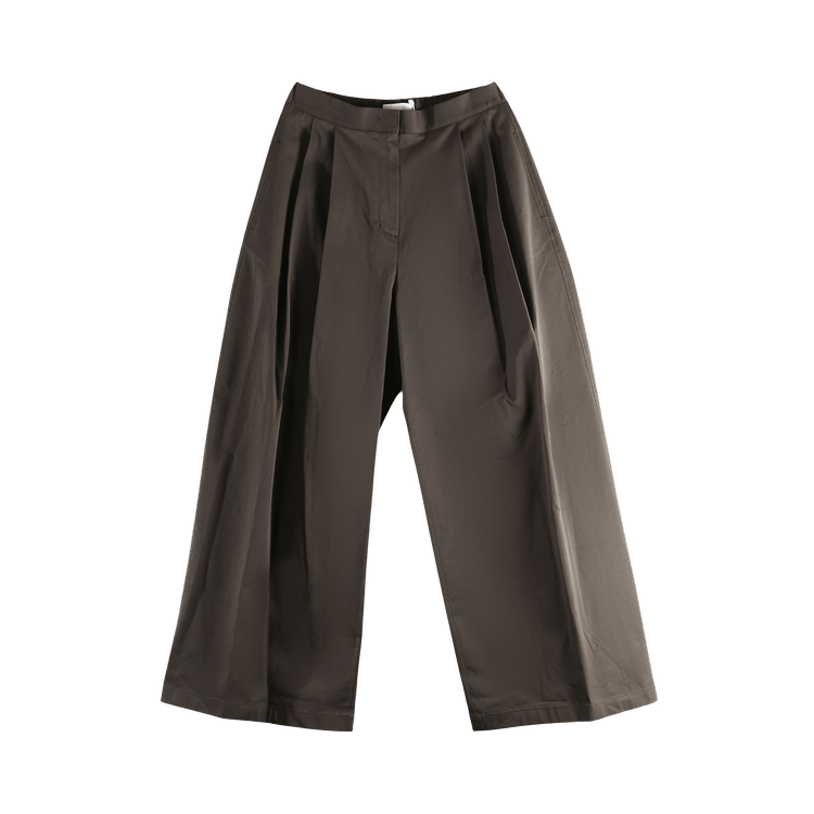 Amomento Two Tuck Wide Banding Pants 'Brown'