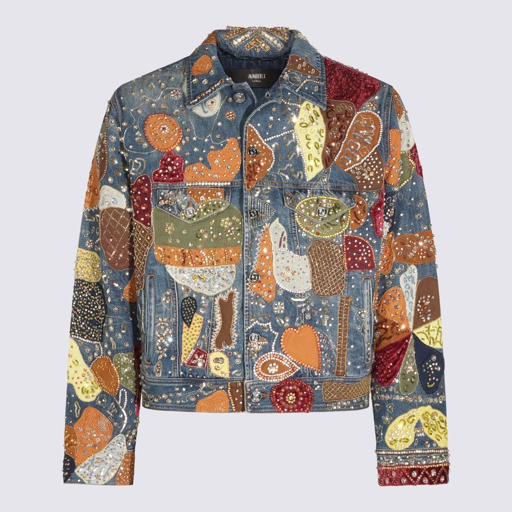Amiri Embellished Patchwork Denim Jacket
