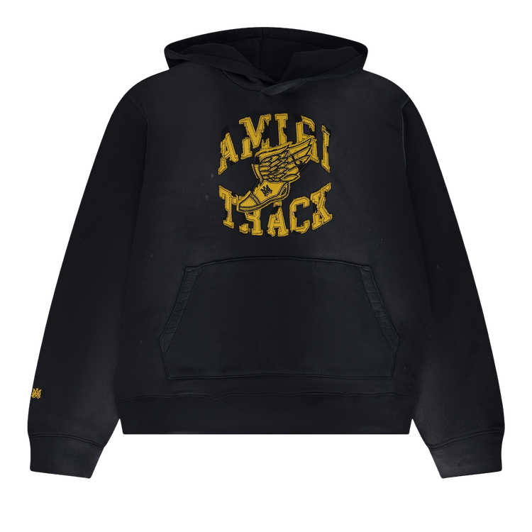 Amiri Faded Track Patch-Embellished Hoodie 'Black'