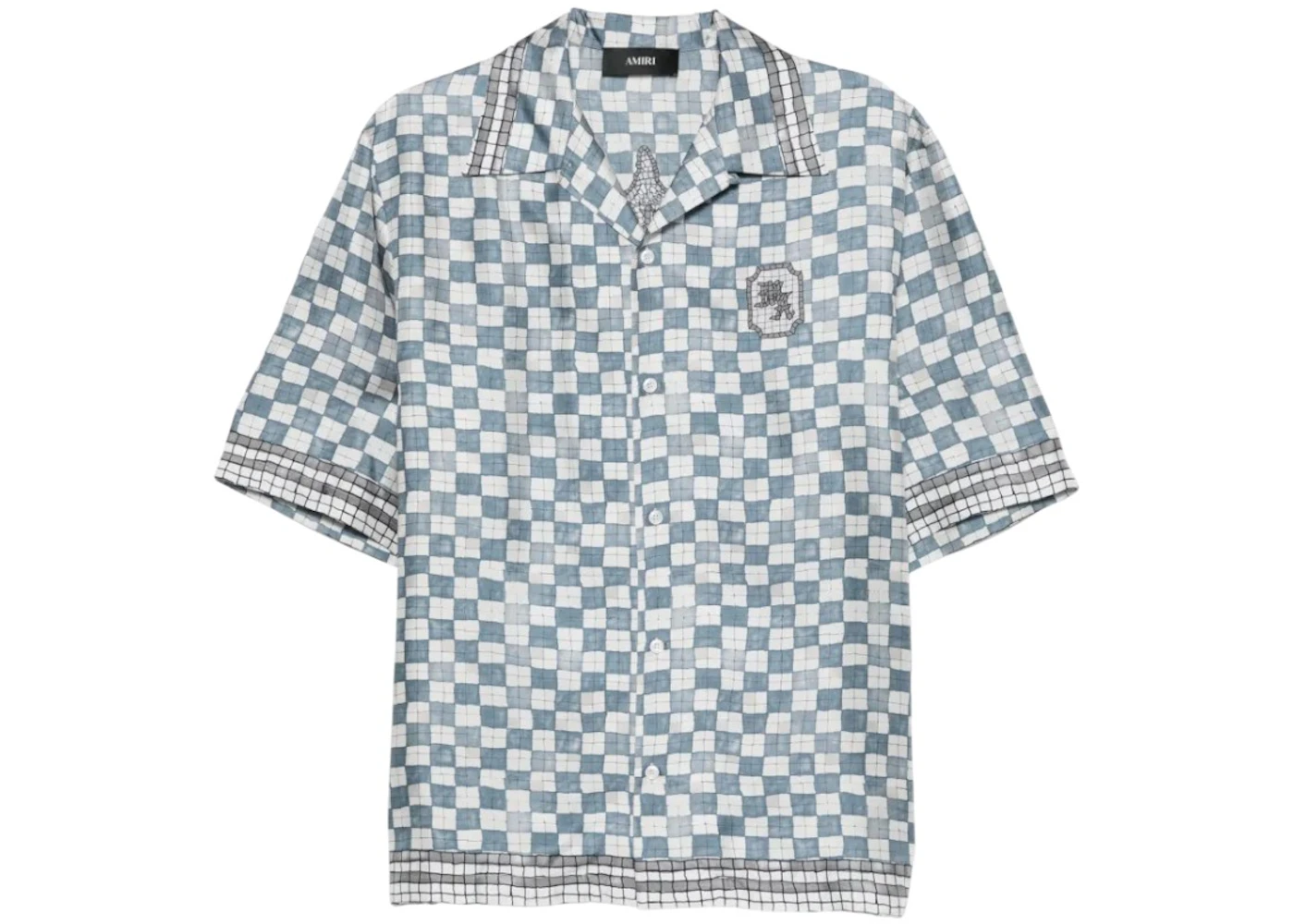 AMIRI Ma Checkered Bowling Shirt Steel