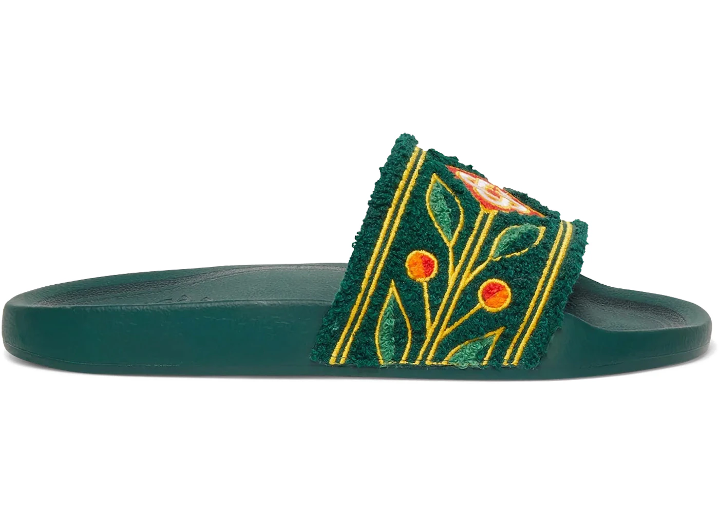 Casablanca Laurel Embroidered Terry Slides Green
