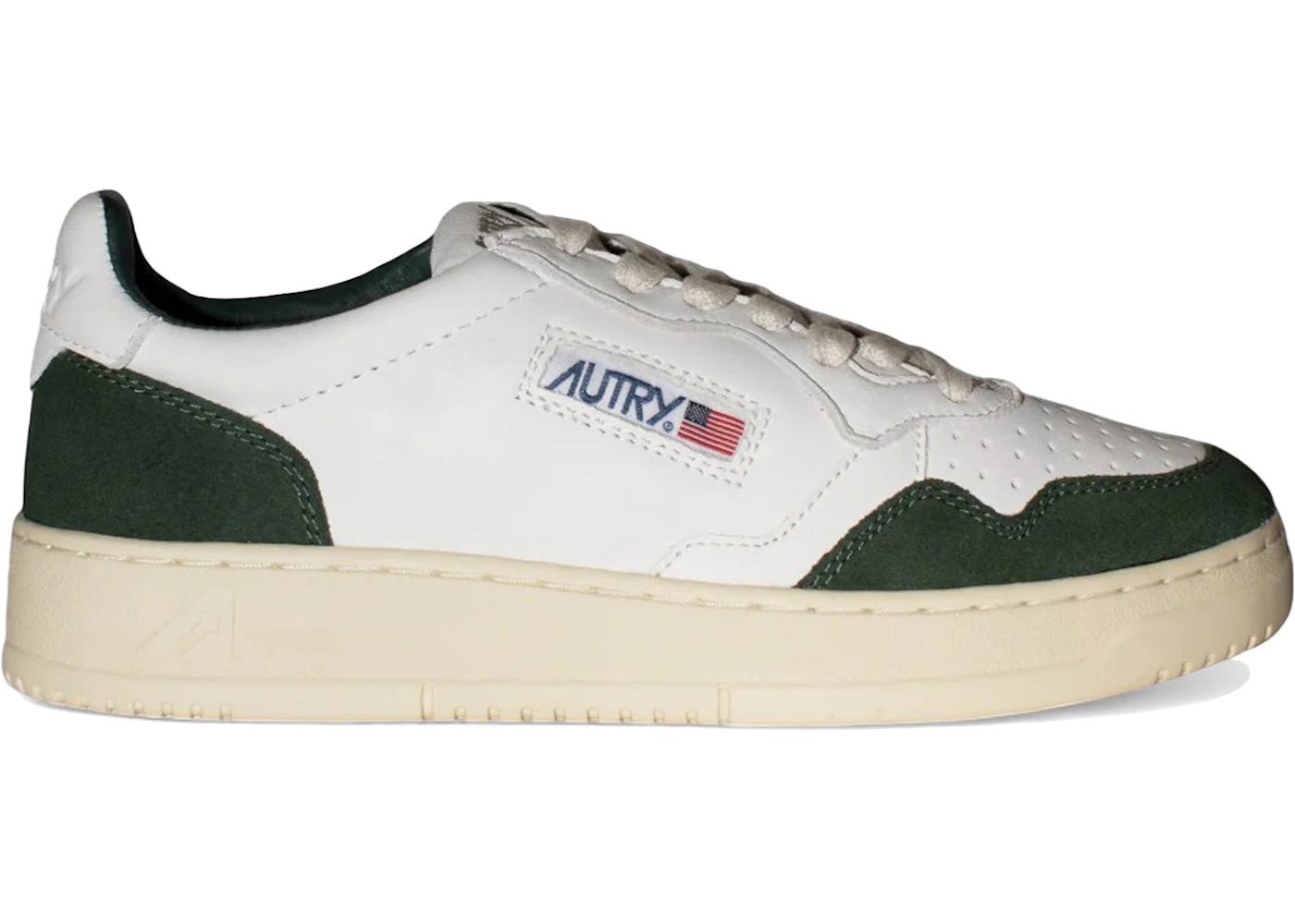 Autry Medalist Leather Low White Bottle Green