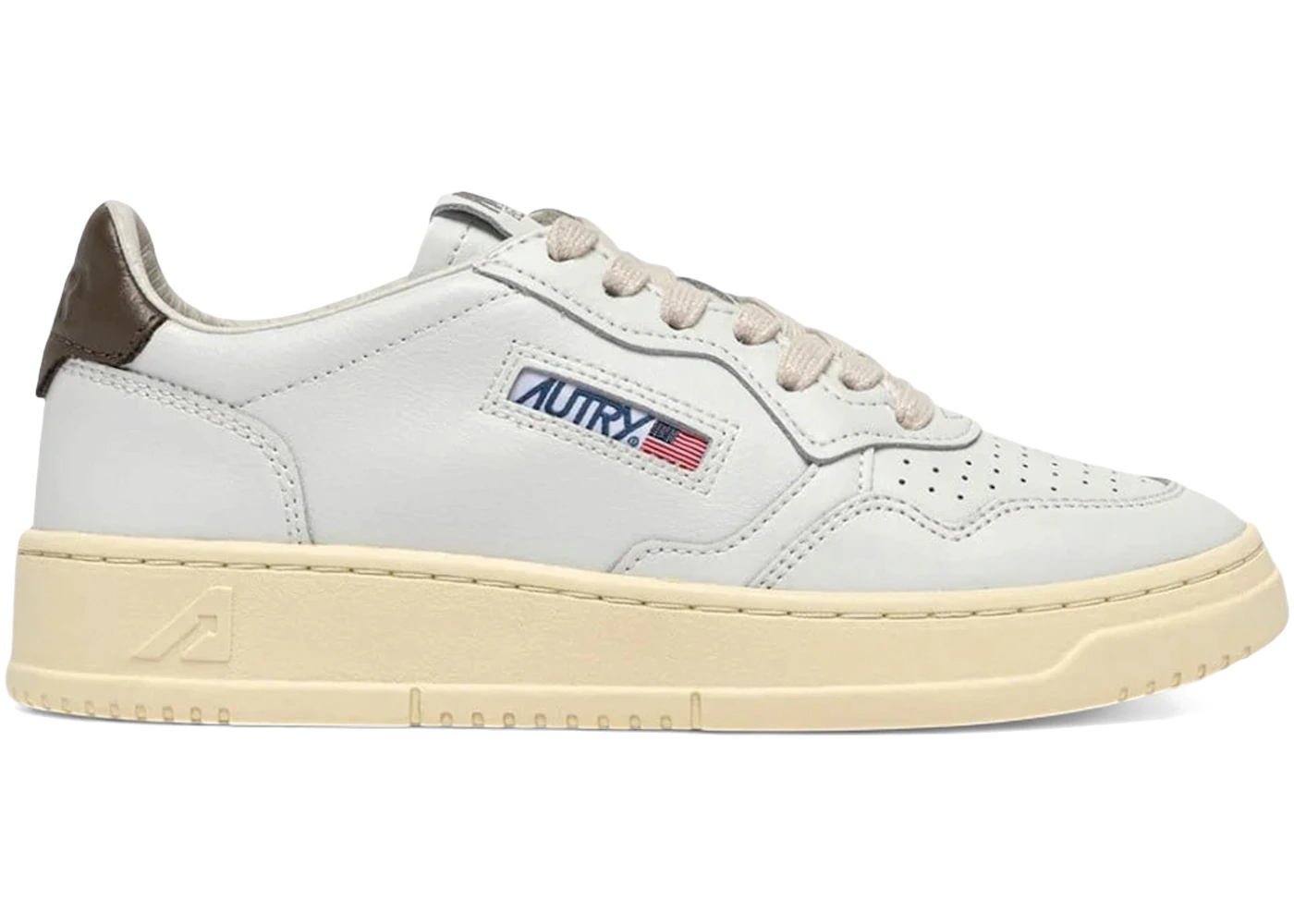 Autry Medalist Leather Low White Chocolate Leather