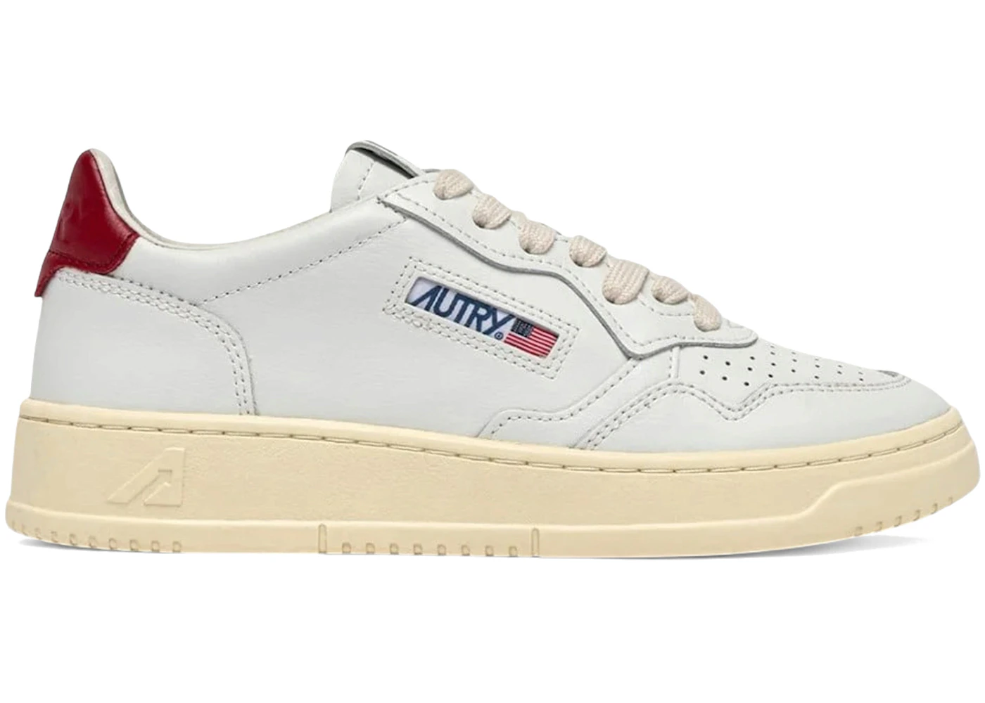 Autry Medalist Leather Low White Deep Claret Leather