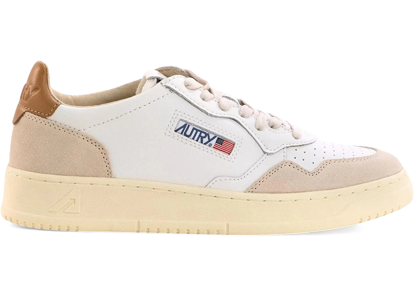 Autry Medalist Leather Low White Brown Sugar