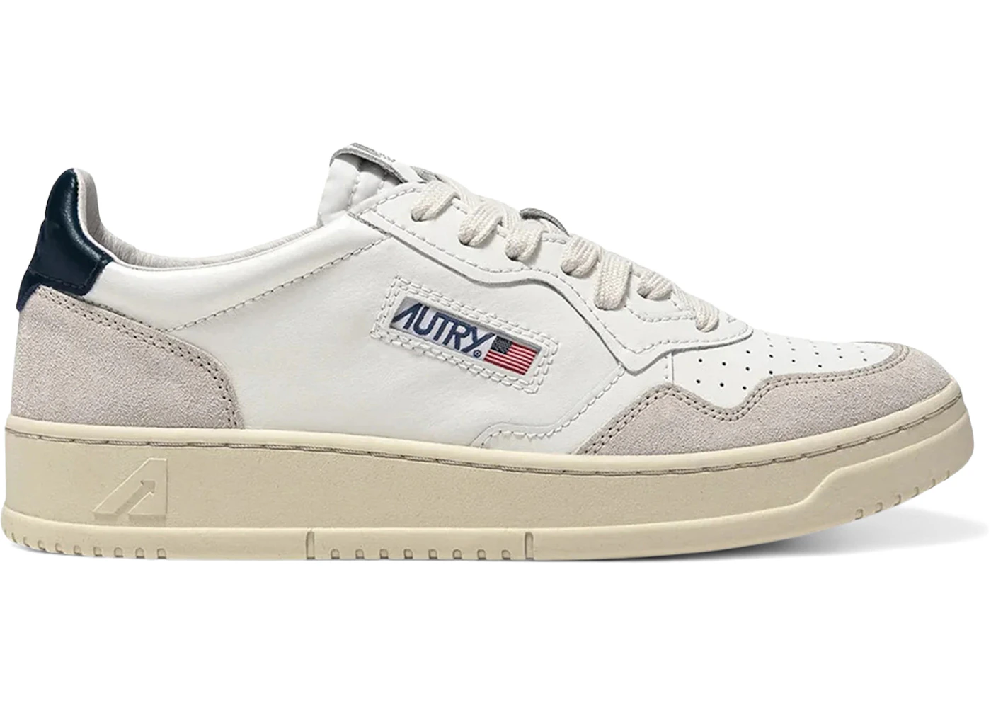 Autry Medalist Leather Low White Blue Beige