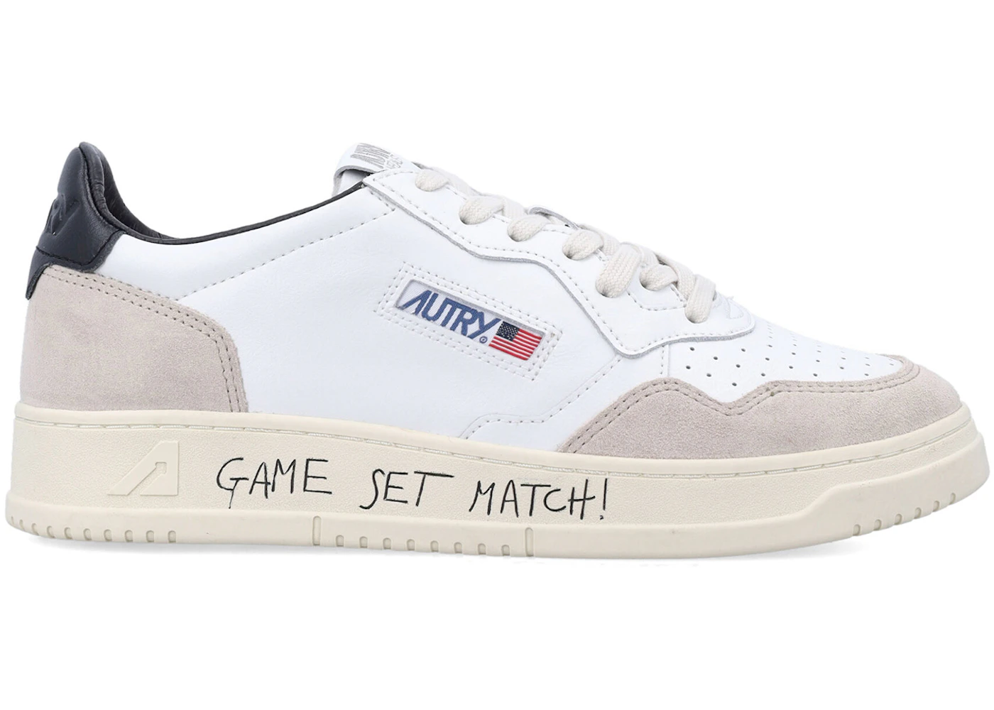 Autry Medalist Leather Low Game Set Match! White Black Grey