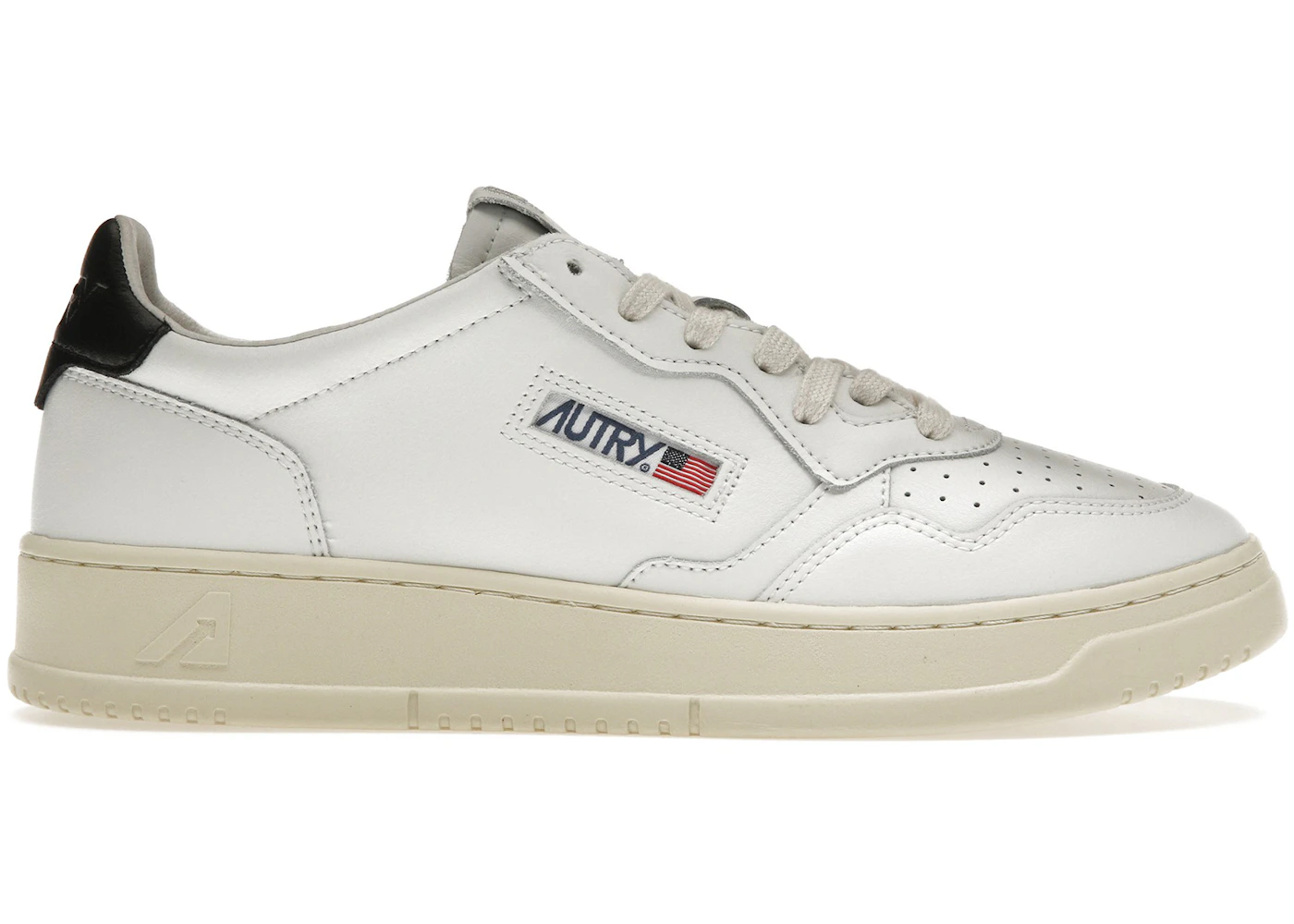 Autry Medalist Leather Low White Black