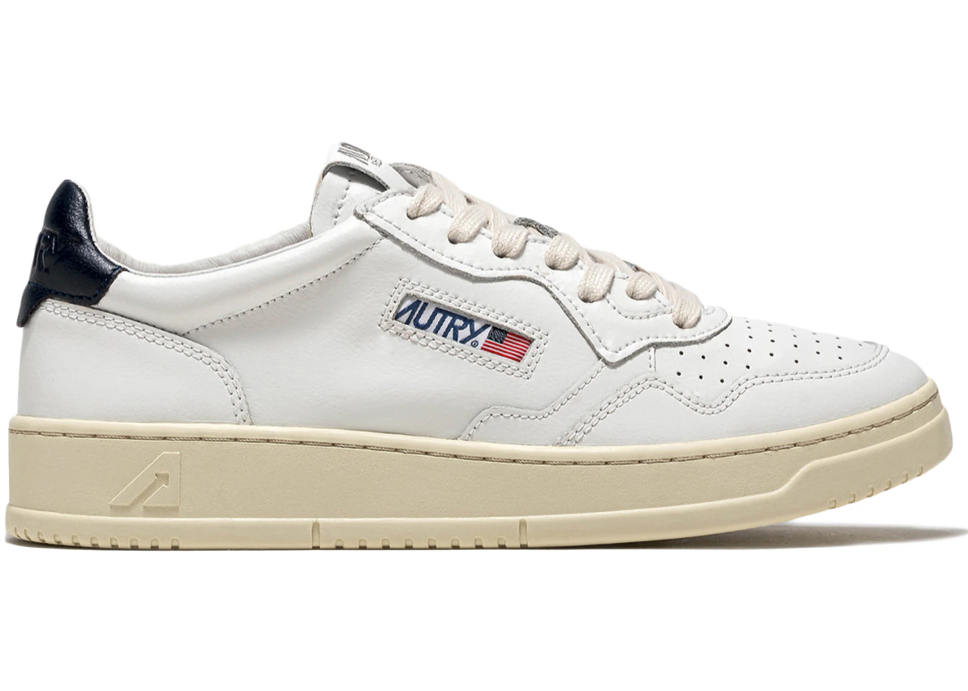 Autry Medalist Leather Low White Dark Blue (Women's)