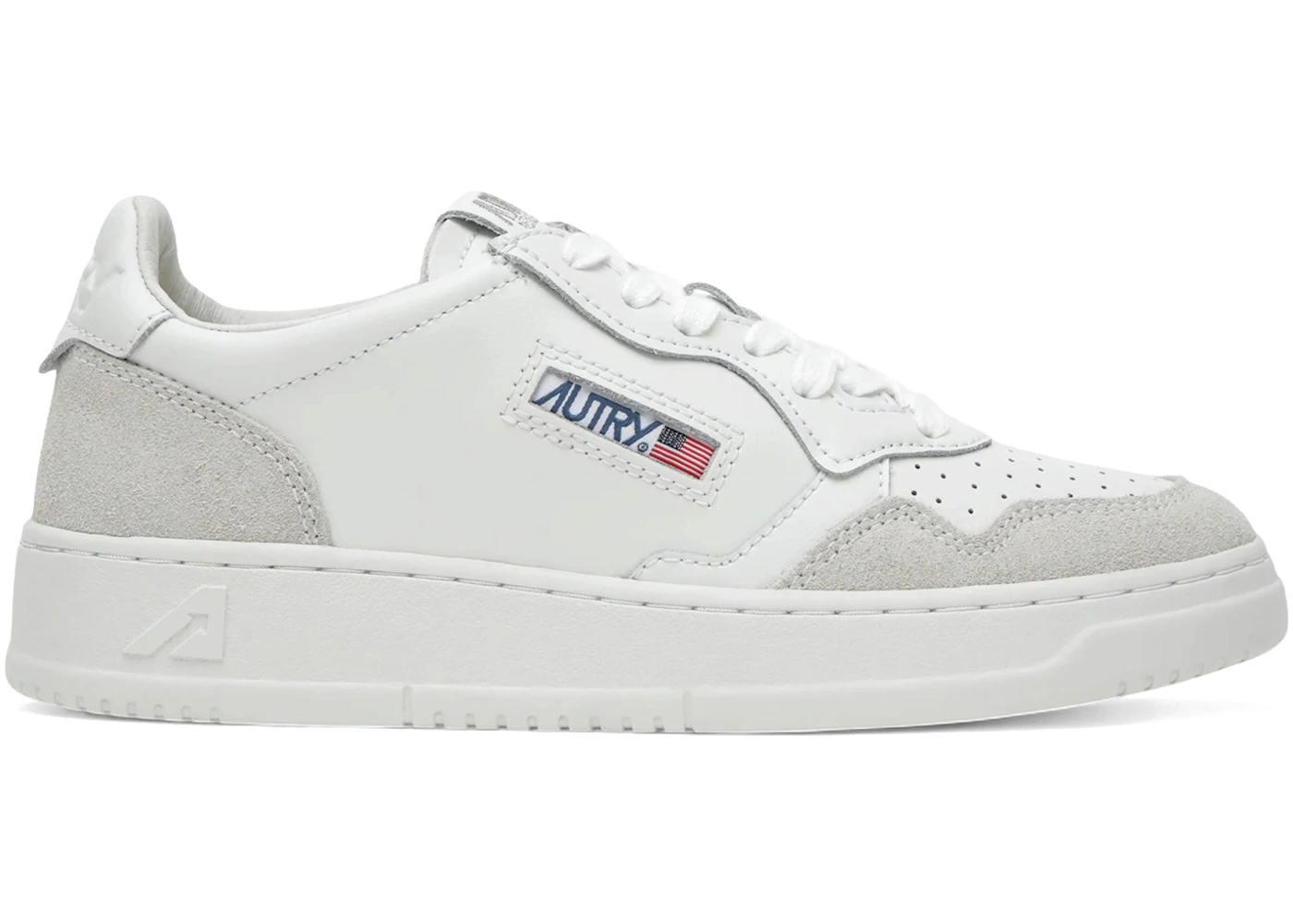 Autry Medalist Leather Low White Leather and Suede (Women's)