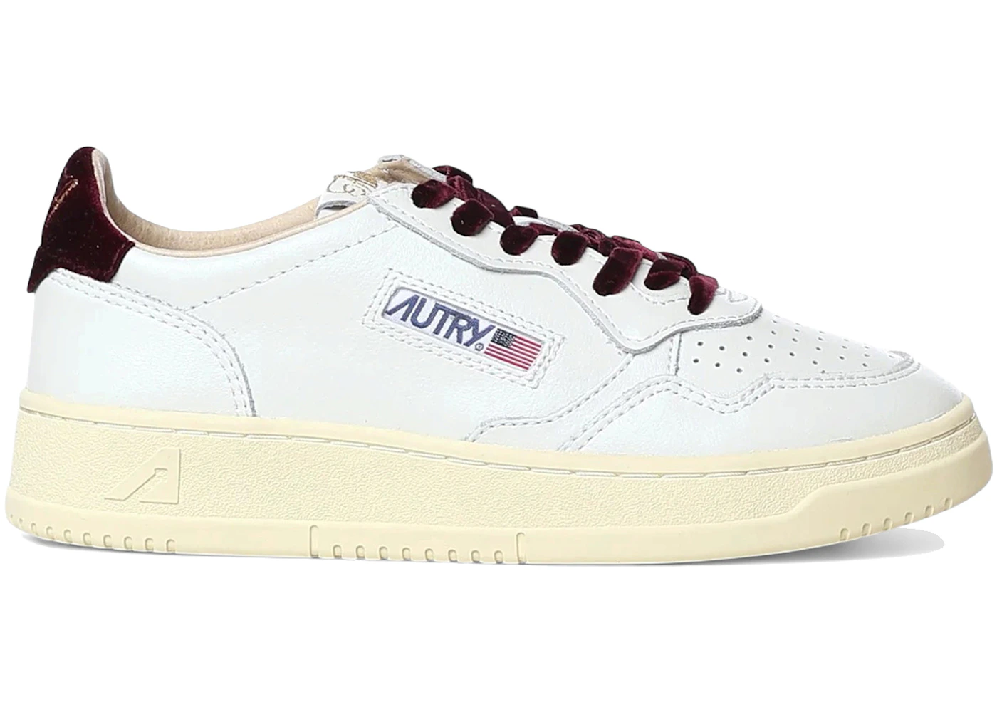 Autry Medalist Leather Low White Velvet Fig (Women's)