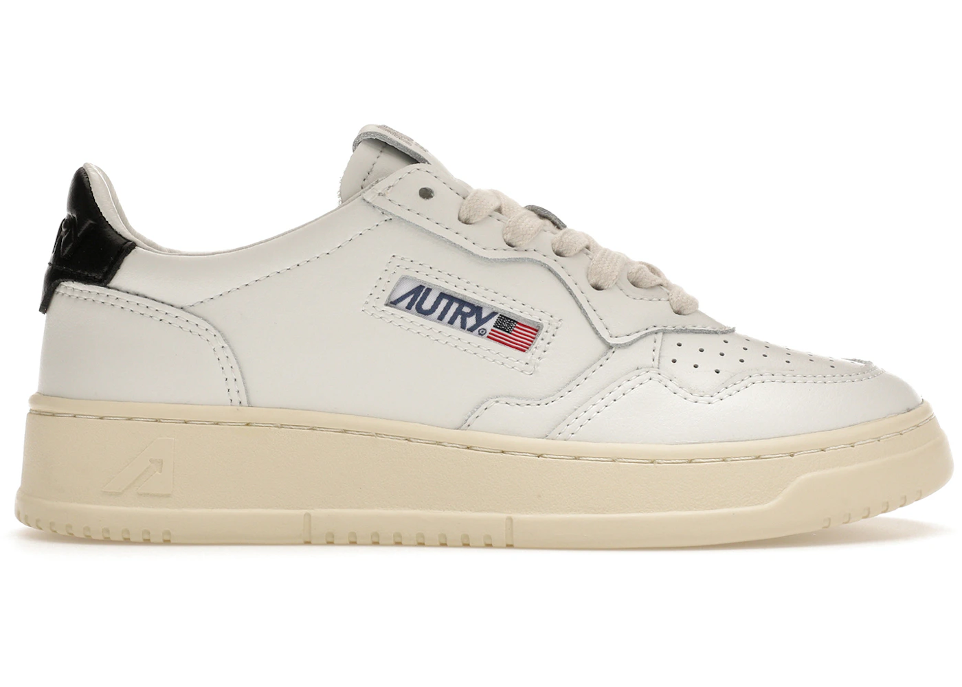 Autry Medalist Leather Low White Black Tab (Women's)