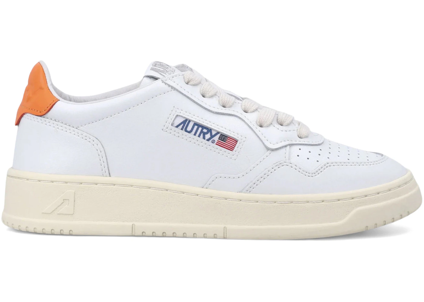 Autry Medalist Leather Low White Parsimmon Orange (Women's)