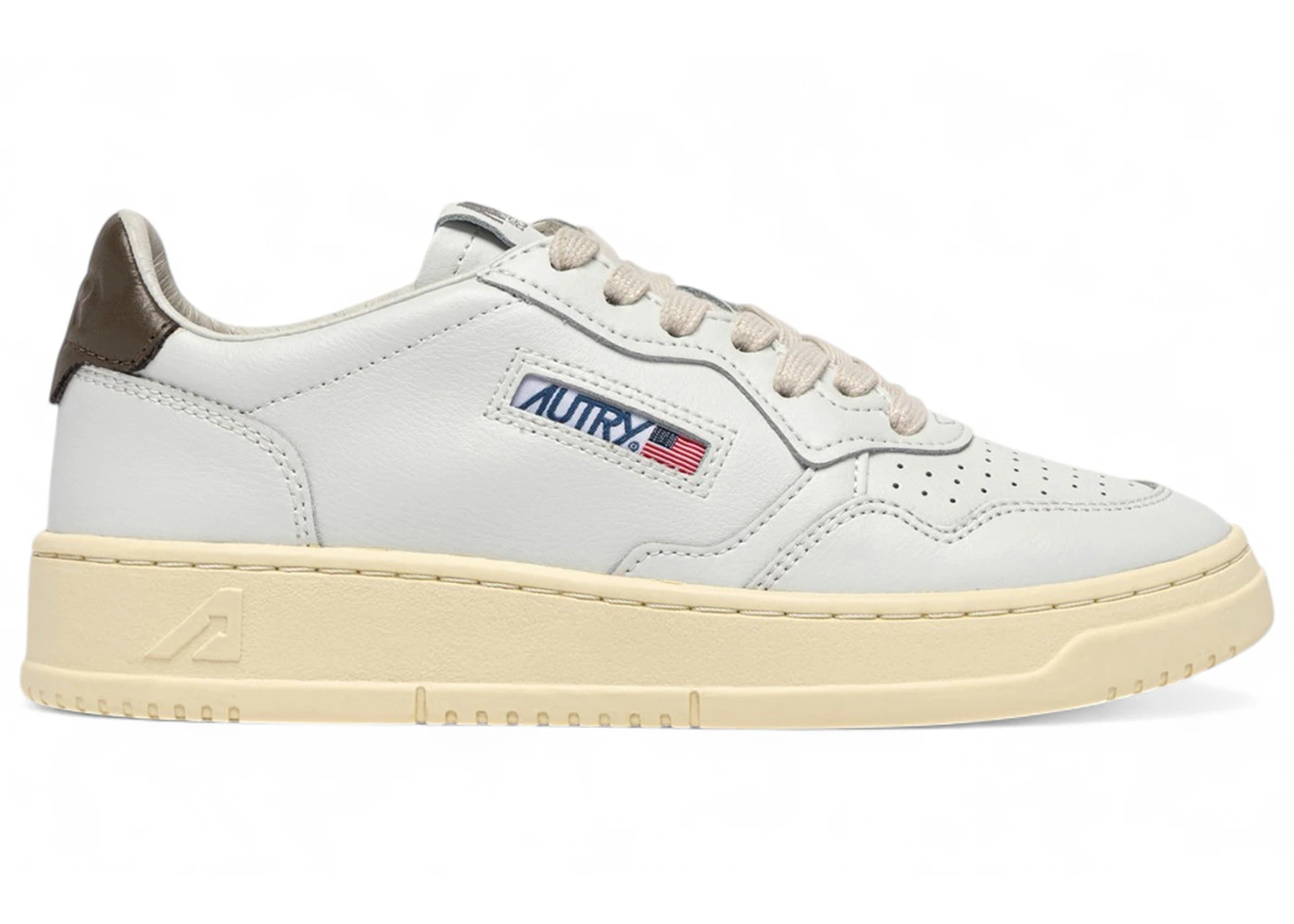 Autry Medalist Leather Low White Chocolate Leather (Women's)
