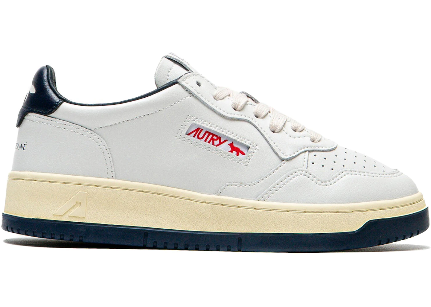 Autry Medalist Leather Low Maison Kitsuné White Navy (Women's)