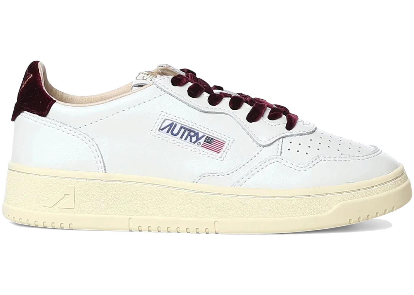 Autry Medalist Leather Low White Velvet Fig (Women's)