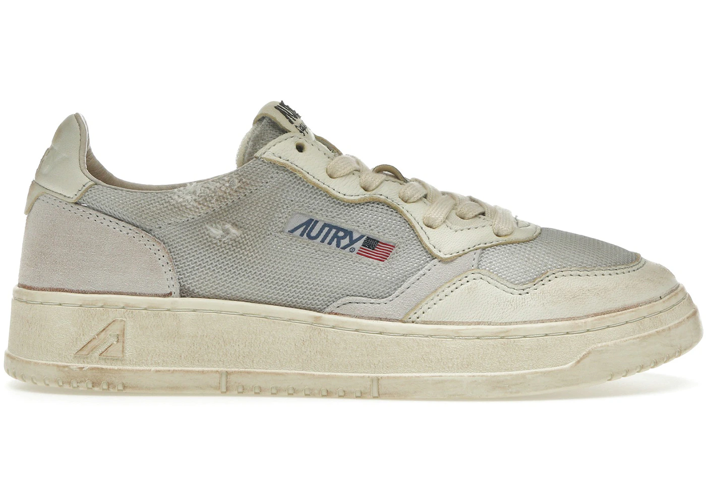 Autry Medalist Leather Low Grey White Super Vintage