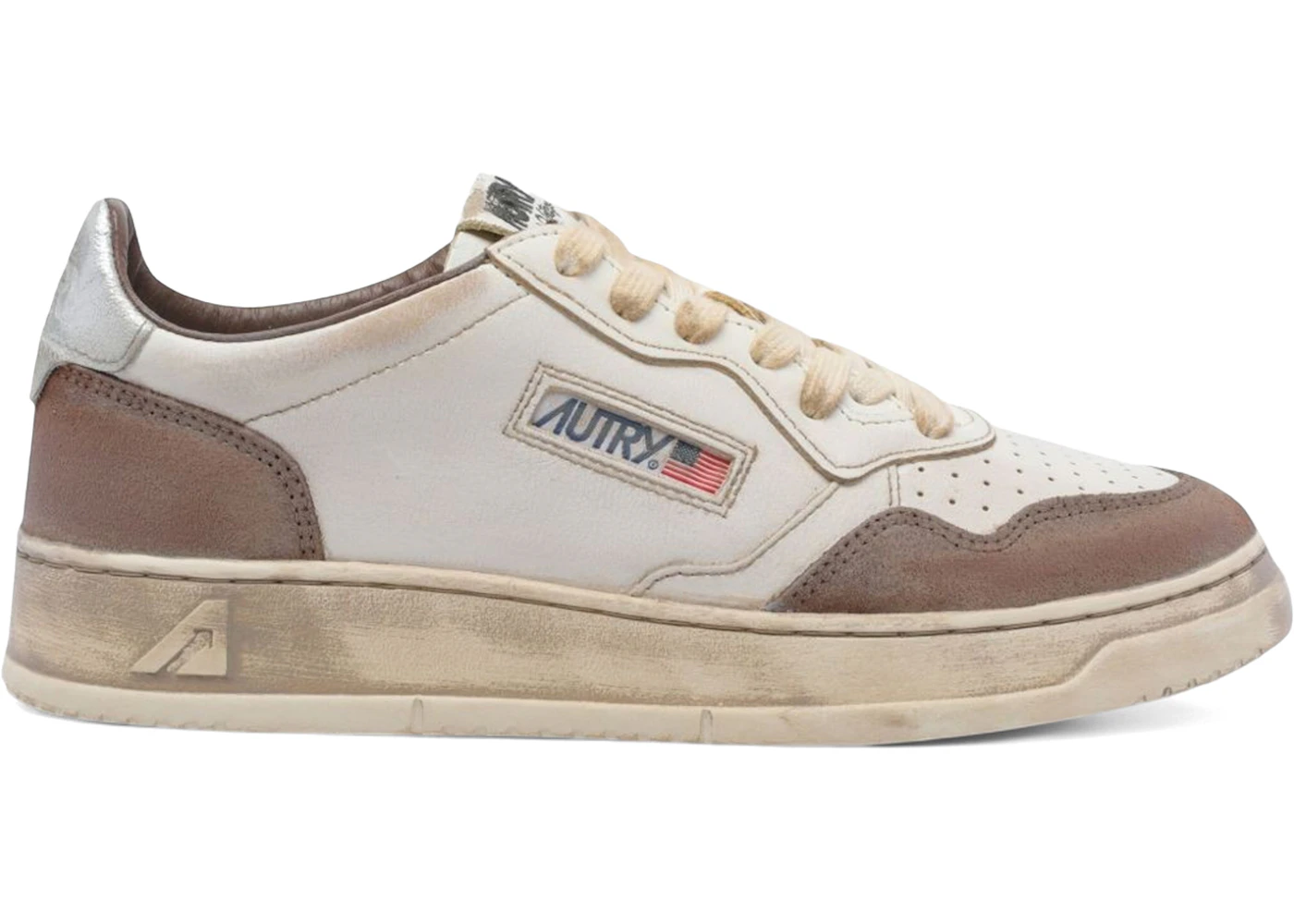 Autry Medalist Low Super Vintage White Burned
