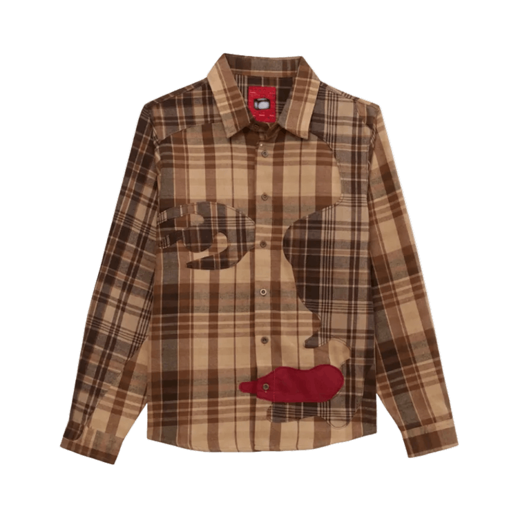 KidSuper Patchwork Face Flannel 'Brown'