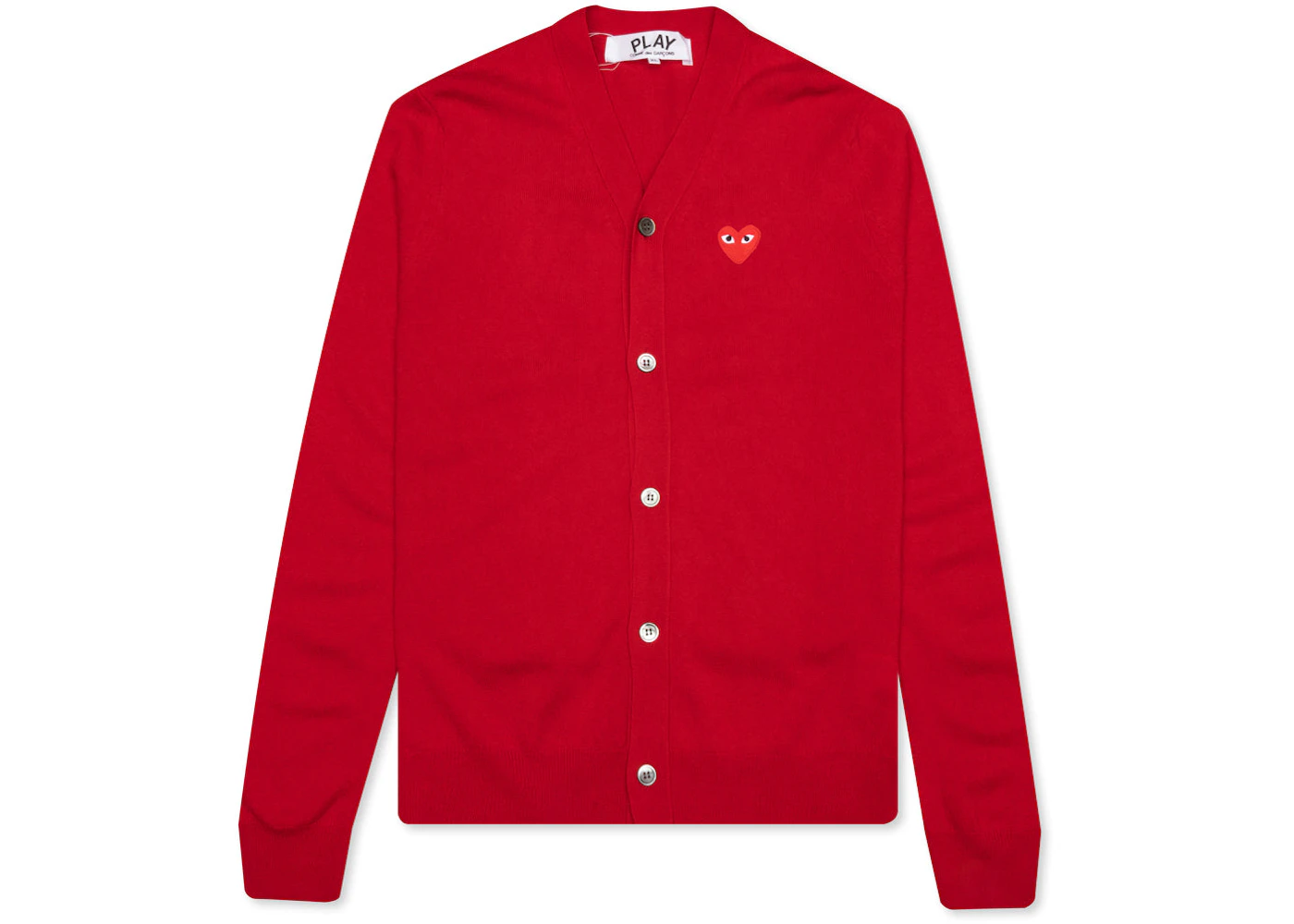 Comme des Garcons Play Red Heart Knit Cardigan Sweater Red
