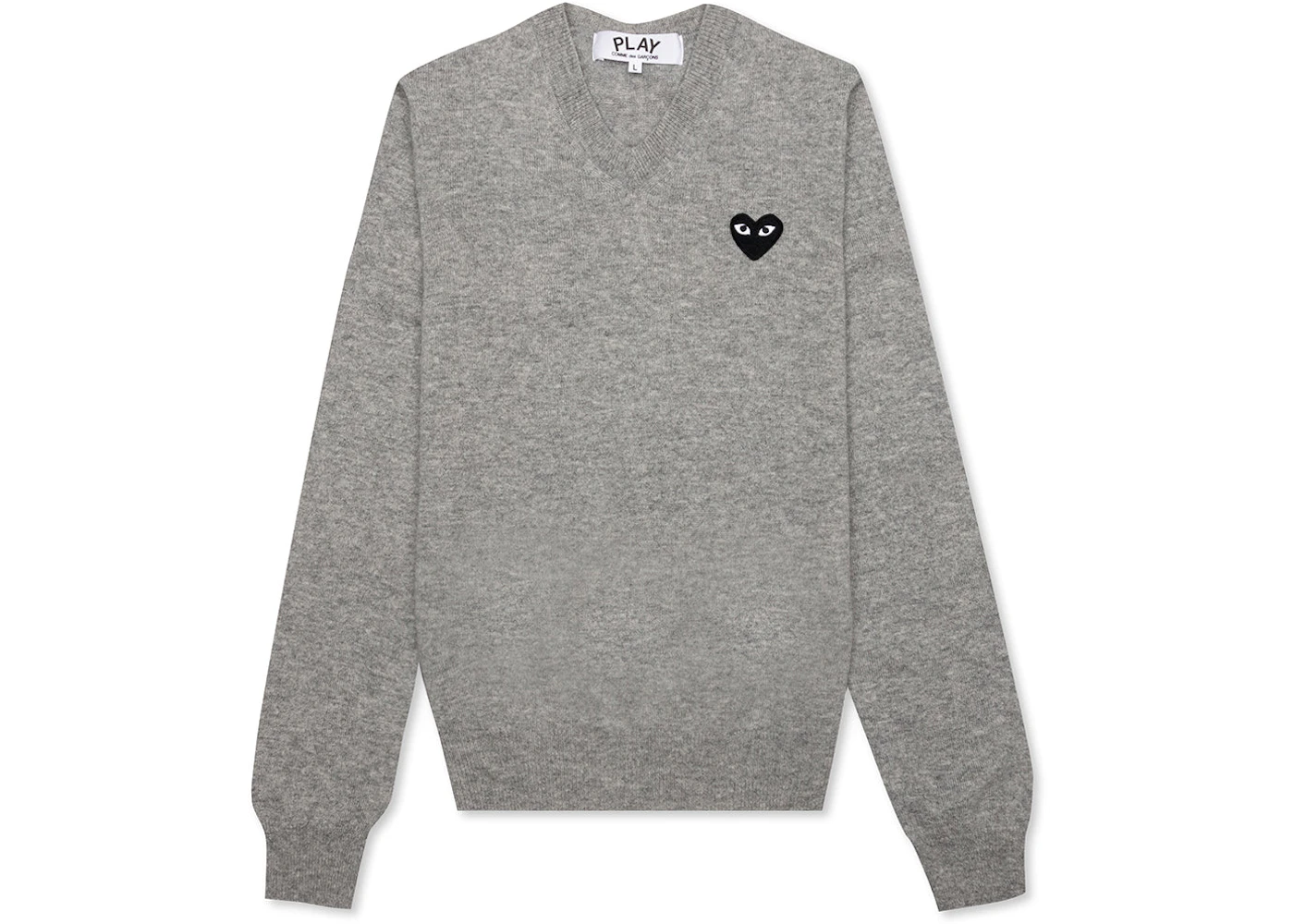 Comme des Garcons Play Black Heart V Neck Sweater Grey