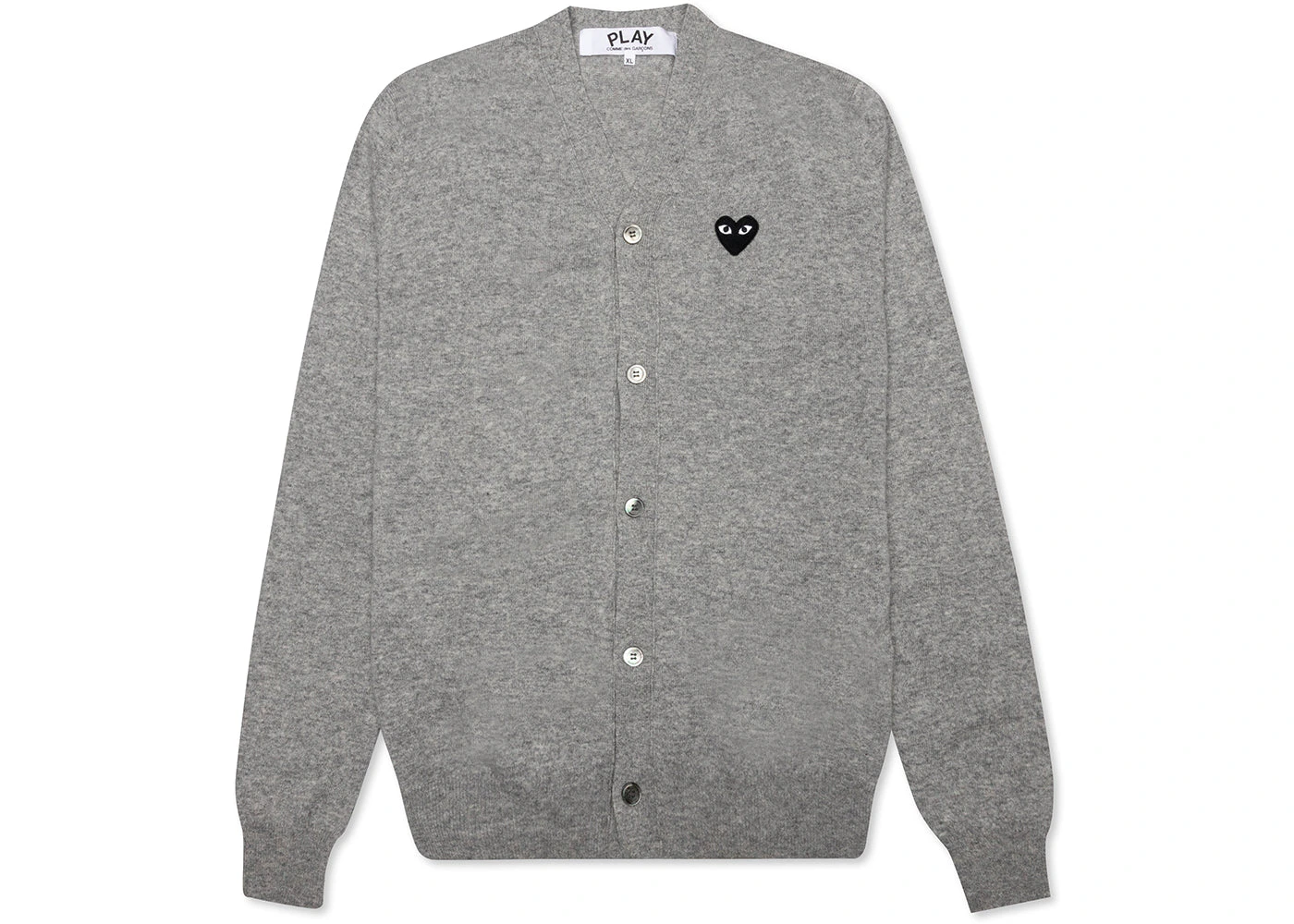 Comme des Garcons Play Black Heart Knit Cardigan Sweater Grey