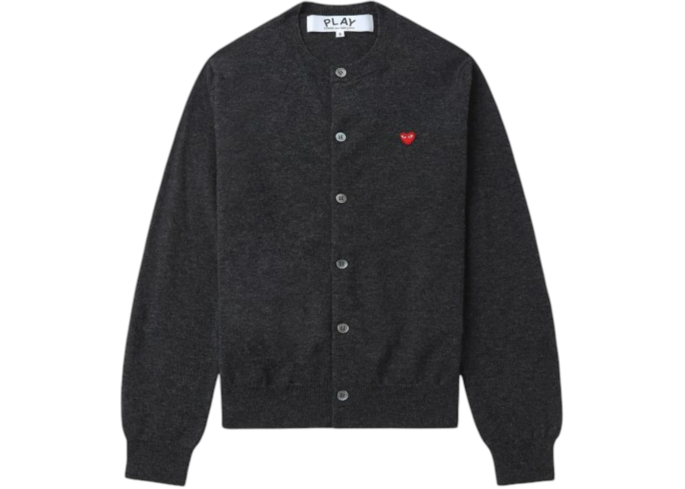 Comme des Garcons PLAY Small Heart Emblem Cardigan Sweater Grey