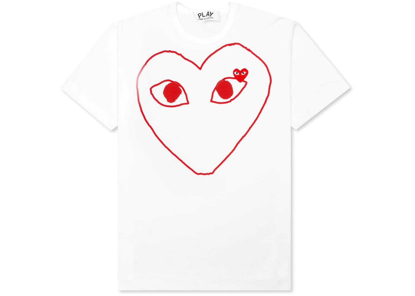Comme des Garcons Play Red Emblem Outline T-shirt White