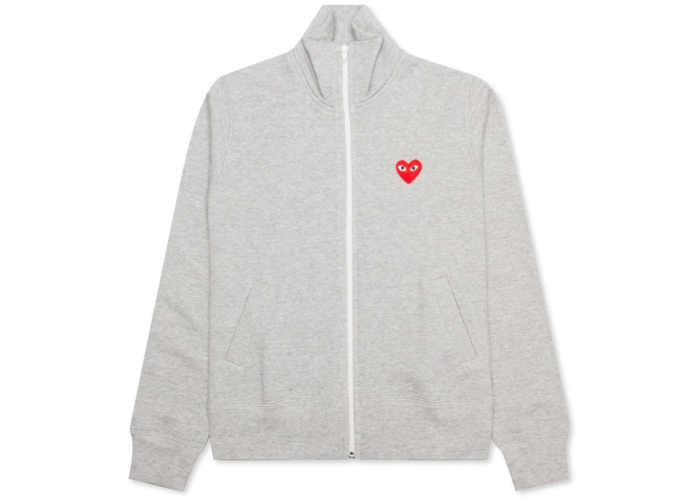 Comme des Garcons Play Red Multi Heart Zip Up Sweatshirt Grey