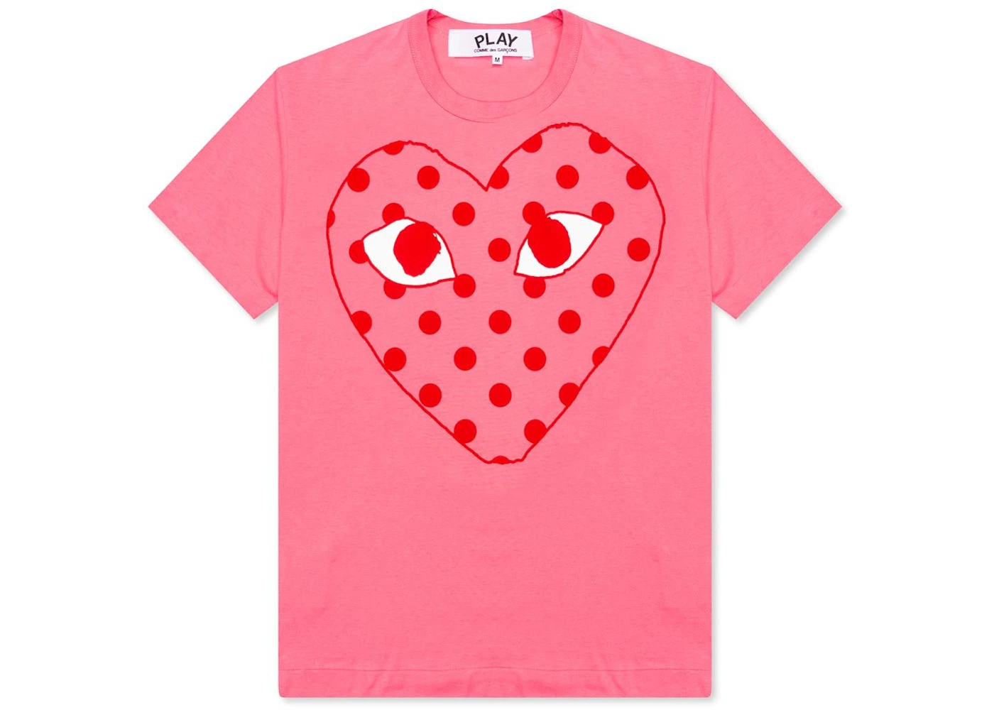 Comme des Garcons Play Pastelle Polka Dot Red Heart T-shirt Pink