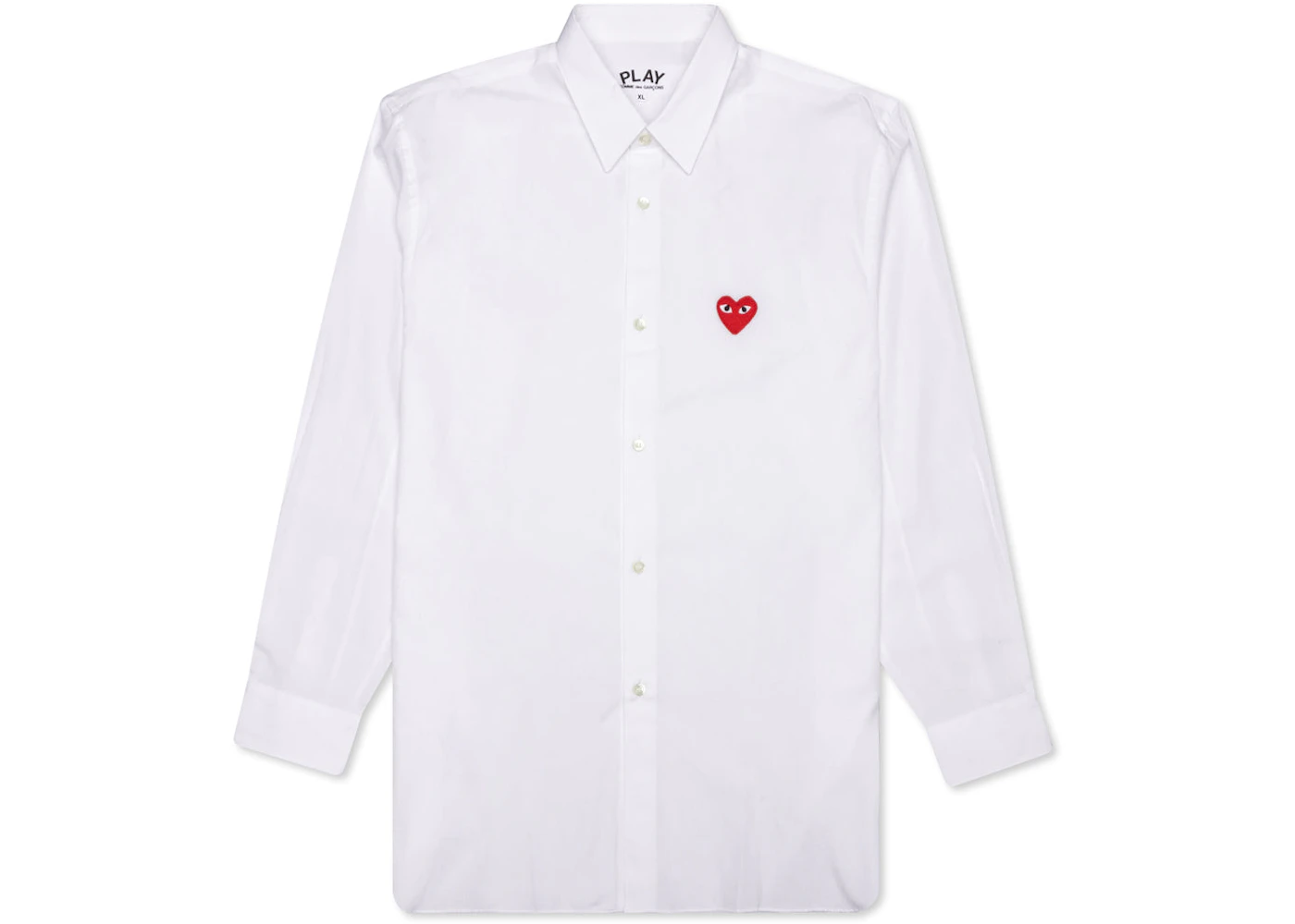 Comme des Garcons Play Red Emblem Button Up Shirt White