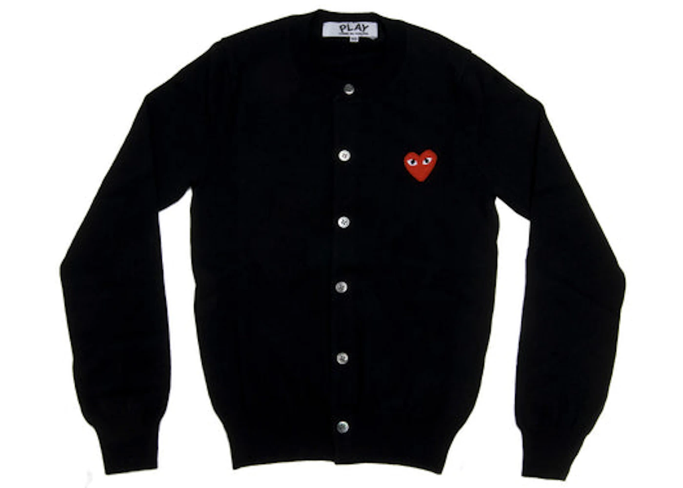 Comme des Garcons Play Women's Red Heart Knit Cardigan Sweater Black