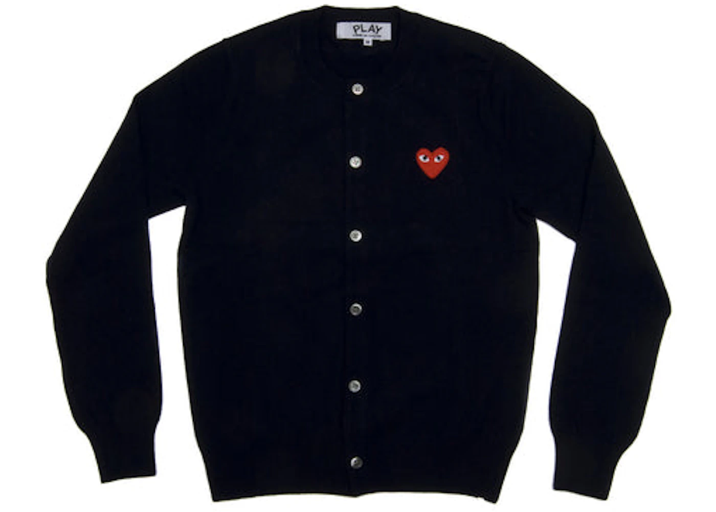 Comme des Garcons Play Women's Red Heart Knit Cardigan Sweater Navy