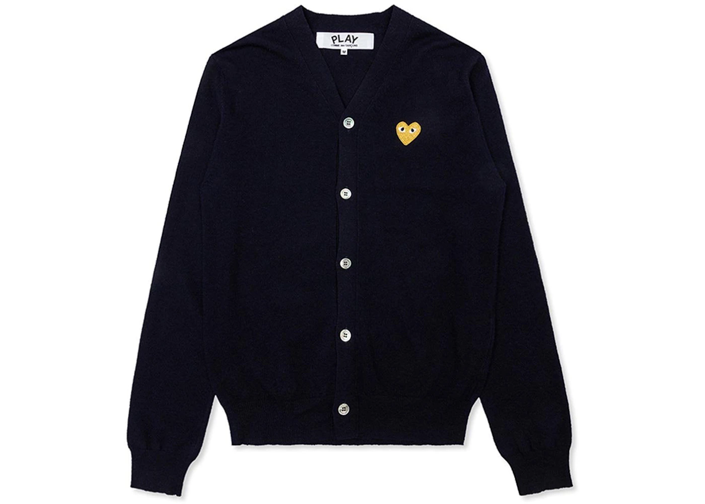 Comme des Garcons Play Gold Heart Knit Cardigan Sweater Navy