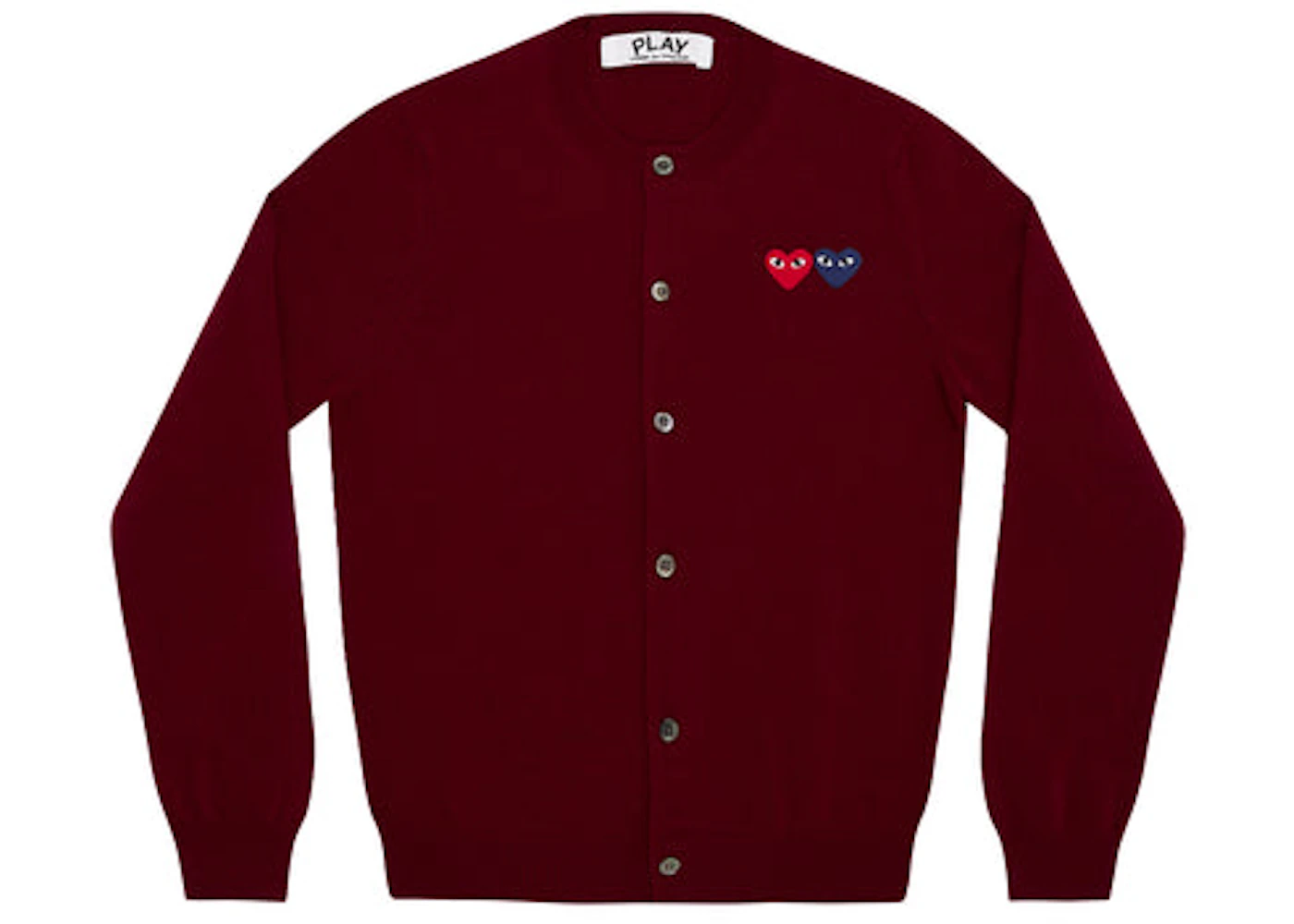 Comme des Garcons Play Women's Double Heart Cardigan Sweater Burgundy