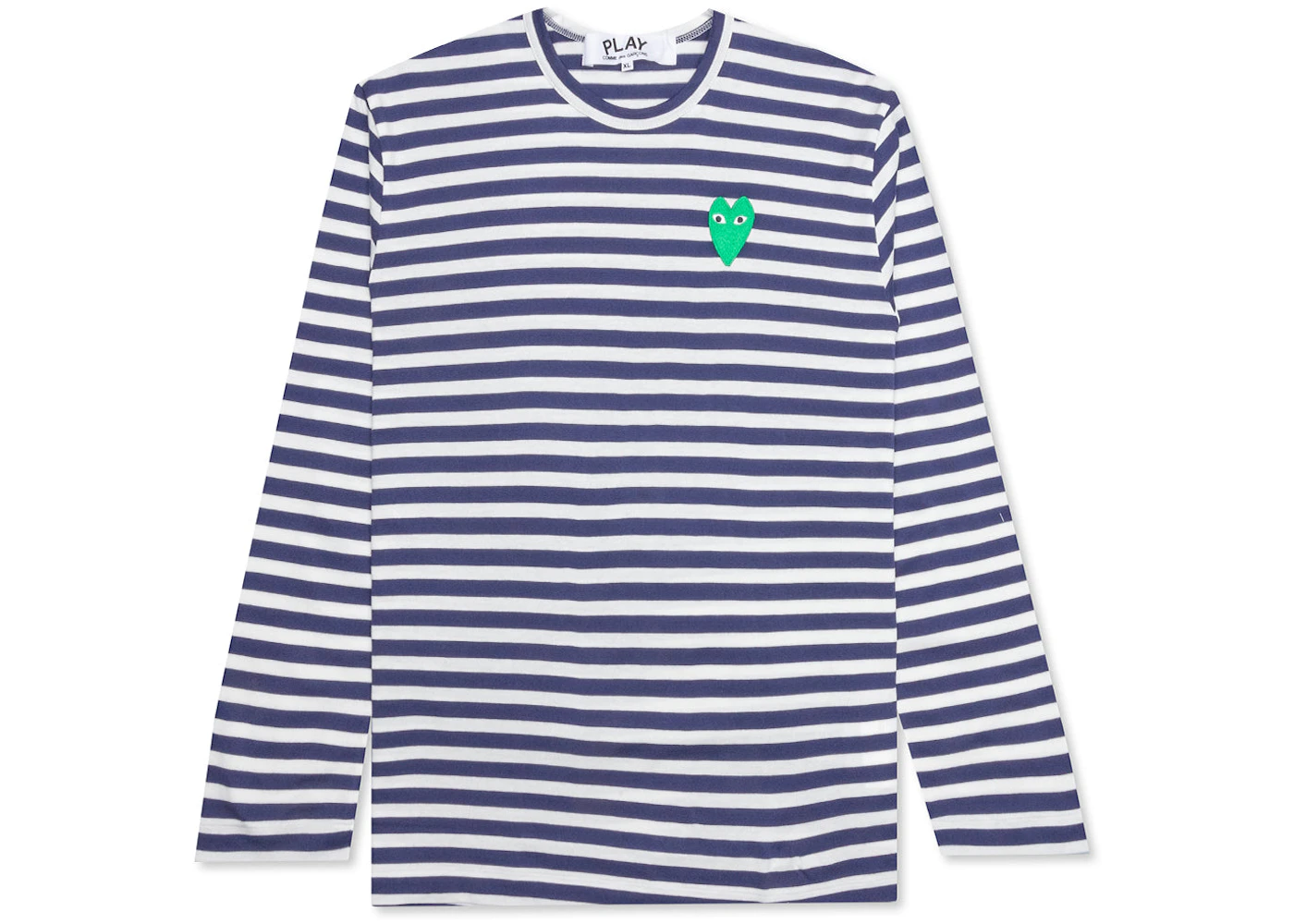 Comme des Garcons Play Green Emblem Striped L/S T-shirt Navy/White