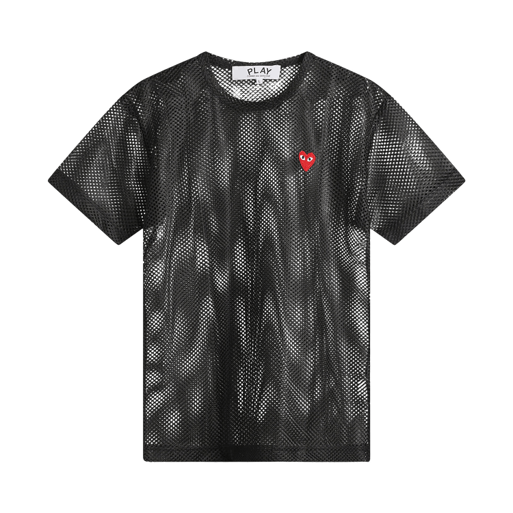 Comme des Garçons PLAY Mesh Red Emblem T-Shirt 'Black'