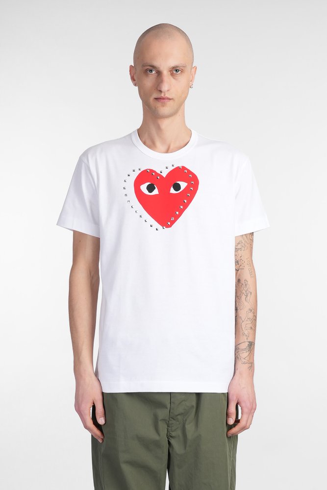 Comme des Garçons Play Heart Printed Studded T-Shirt