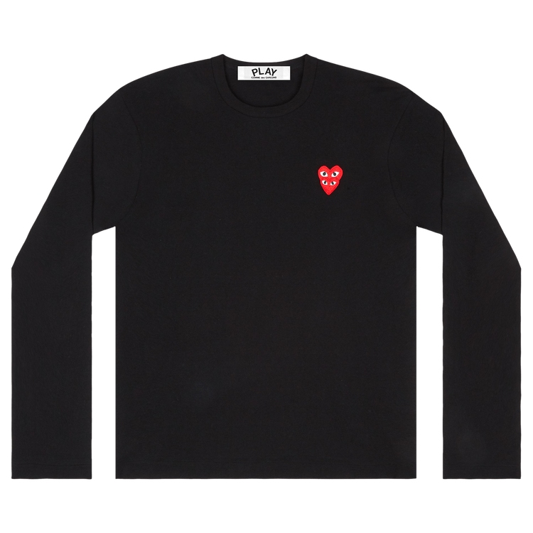 Comme des Garçons PLAY Double Heart Long-Sleeve T-Shirt 'Black'