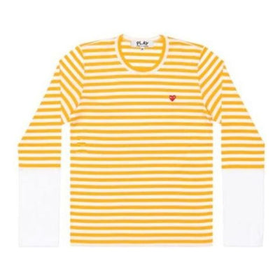 (WMNS) COMME des GARCONS PLAY L/S Bi-Colour Stripe White Sleeve T-Shirt 'Yellow White'