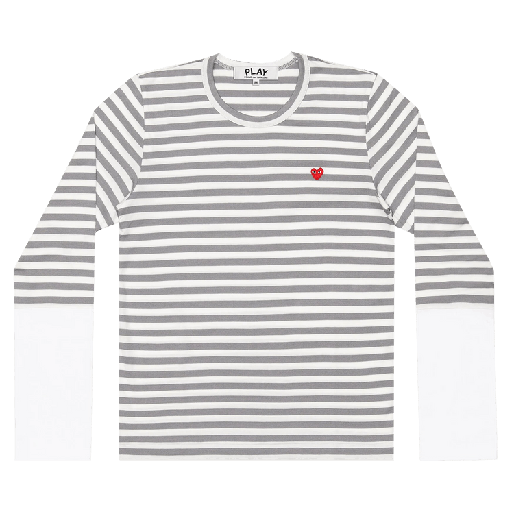 Comme des Garçons PLAY Small Heart Striped T-Shirt 'Grey/White'