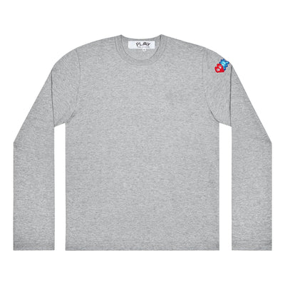COMME des GARCONS PLAY FW25 x Invader Double Pixel Heart Long Sleeve T-Shirt 'Gray'