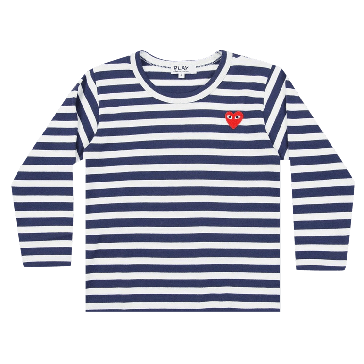 Comme des Garçons PLAY Kids Striped Heart Logo Long-Sleeve T-Shirt 'Navy/White'