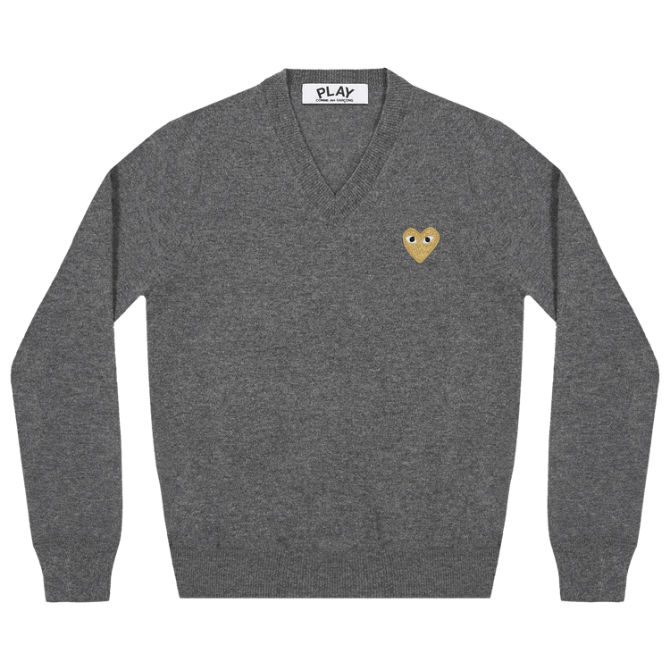 Comme des Garçons PLAY Heart V-Neck Pullover 'Grey'