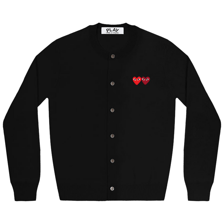 Comme des Garçons PLAY Wool Layered Double Heart Cardigan 'Black'
