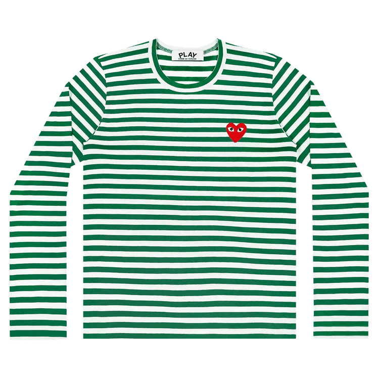 Comme des Garçons PLAY Heart Striped T-Shirt 'Green/White'